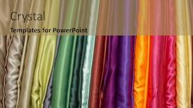  Presentation with fabrics - Presentation theme featuring folds of colourful fabrics textiles background and a coral colored foreground