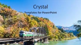  Presentation with fall foliage - Amazing slide set having foliage fukushima tadami black bridge backdrop and a light blue colored foreground