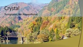  Presentation with fall foliage - Presentation having foliage fukushima tadami black bridge background and a light blue colored foreground