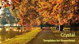  Presentation with park - Theme consisting of foliage in the autumn park background and a tawny brown colored foreground