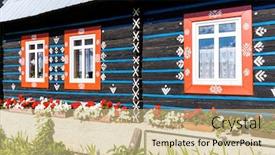  Presentation with architecture - Presentation design consisting of folk-architecture-in-zdar-under background and a soft green colored foreground