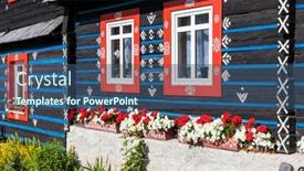  Presentation with architecture - Presentation consisting of folk-architecture-in-zdar-under background and a ocean colored foreground