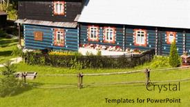  Presentation with architecture - Beautiful PPT theme featuring folk-architecture-in-zdar-under backdrop and a gold colored foreground