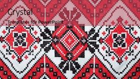  Presentation with stitch - Presentation theme with folk art - embroidered good by cross-stitch pattern background and a red colored foreground