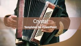  Presentation with accordion - Slide deck having folk art - musician playing the accordion background and a coral colored foreground