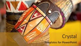  Presentation with south africa - Colorful PPT theme enhanced with folk art - traditional handmade drums for sale backdrop and a gold colored foreground