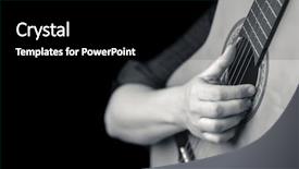  Presentation with classic art - PPT theme enhanced with folk art songs - acoustic guitar detail on black background and a black colored foreground