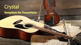  Presentation with acoustic - Audience pleasing presentation consisting of folk art songs - acoustic guitar soprano saxophone violin backdrop and a tawny brown colored foreground