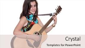  Presentation with children little child girl plays - PPT layouts consisting of folk art songs - beautiful teenage girl playing background and a lemonade colored foreground