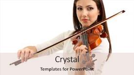  Presentation with violin orchestra conductor - Slides with folk art songs - beautiful young girl with violin background and a lemonade colored foreground