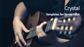  Presentation with classic art - Slide deck having folk art songs - classic guitar - vintage toned background and a navy blue colored foreground