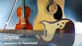  Presentation with acoustic - PPT layouts with folk art songs - electric and acoustic guitars violin background and a ocean colored foreground