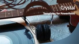  Presentation with electric guitar - Audience pleasing presentation theme consisting of folk art songs - electric guitar and headphones backdrop and a  colored foreground