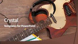  Presentation with electric guitar - Colorful presentation enhanced with folk art songs - electric guitar and headphones backdrop and a tawny brown colored foreground