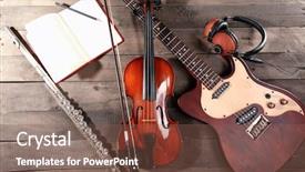  Presentation with electric guitar - Presentation theme featuring folk art songs - electric guitar violin soprano saxophone background and a tawny brown colored foreground