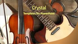  Presentation with electric guitar - Colorful presentation enhanced with folk art songs - electric guitar violin soprano saxophone backdrop and a tawny brown colored foreground