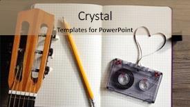  Presentation with cassette - Audience pleasing slide deck consisting of folk art songs - music recording scene with classical backdrop and a coral colored foreground