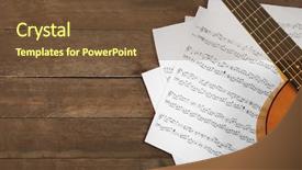  Presentation with music sheets - Theme with folk art songs - music recording scene with guitar background and a tawny brown colored foreground