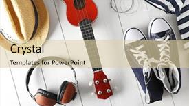  Presentation with art - Cool new presentation theme with folk art songs - musician set on white wooden backdrop and a lemonade colored foreground