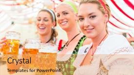  Presentation with beer - Theme featuring folk festival - friends drinking together bavarian beer background and a yellow colored foreground
