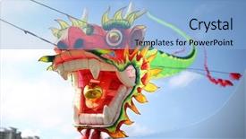  Presentation with kite - Audience pleasing PPT layouts consisting of folk festival - long dragon kite backdrop and a light blue colored foreground
