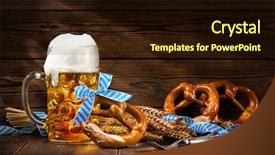  Presentation with beer - Cool new slide set with folk festival - original bavarian pretzels with beer backdrop and a wine colored foreground