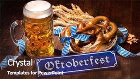  Presentation with beer - Colorful presentation enhanced with folk festival - original bavarian pretzels with beer backdrop and a tawny brown colored foreground