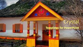  Presentation with ukraine - PPT theme with folk-house-in-kiev-ukraine background and a red colored foreground