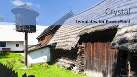  Presentation with czech republic - Cool new theme with folk-museum-in-vesely-kopec backdrop and a light blue colored foreground