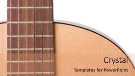  Presentation with classical guitar - Amazing PPT theme having folk music - classical acoustic guitar close up backdrop and a coral colored foreground