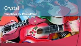 Presentation with colorful music - Amazing theme having folk music - colorful guitars backdrop and a teal colored foreground