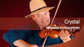  Presentation with golf player playing - Slides featuring folk music - fiddle player background and a tawny brown colored foreground