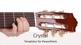  Presentation with guitar - Cool new slide set with folk music - guitar fretboard isolated on white backdrop and a lemonade colored foreground