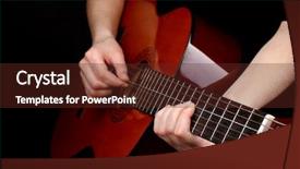  Presentation with black hands - PPT layouts having folk music - guitar in hands isolated background and a tawny brown colored foreground