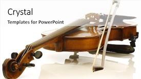  Presentation with big violin sympfonic studio - PPT theme with folk music - violin and bow background and a white colored foreground