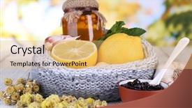  Presentation with common cold - Presentation theme featuring folk remedies for colds background and a yellow colored foreground