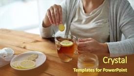  Presentation with traditional medicine medicine - Slide deck consisting of woman adding ginger to tea background and a tawny brown colored foreground