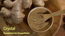  Presentation with ginger powder - Slide deck consisting of overhead view of ginger background and a tawny brown colored foreground