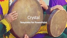  Presentation with percussion instrument - Theme having folk uzbek percussion musical instrument background and a coral colored foreground