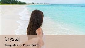  Presentation with pov - PPT theme having follow - couple summer vacation travel background and a coral colored foreground