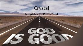  Presentation with lonely desert road - Theme having follow jesus - god is good written background and a light gray colored foreground