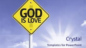 Presentation with god love - Audience pleasing presentation consisting of follow jesus - god is love road sign backdrop and a sky blue colored foreground