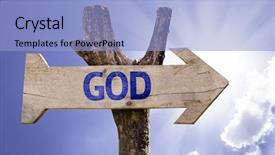  Presentation with god - Cool new presentation theme with follow jesus - god wooden sign backdrop and a light blue colored foreground
