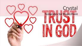  Presentation with trust god - Slide set with follow jesus - hand with marker writing trust background and a coral colored foreground