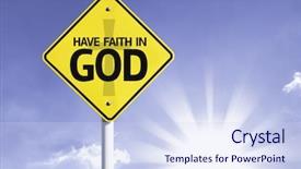  Presentation with faith - Presentation theme featuring follow jesus - have faith in god road background and a sky blue colored foreground