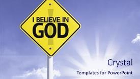  Presentation with believe - Cool new presentation theme with follow jesus - i believe in god road backdrop and a sky blue colored foreground