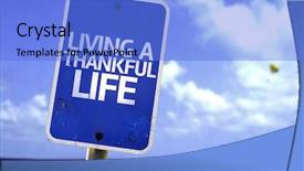  Presentation with life - PPT theme with follow jesus - living a thankful life sign background and a cobalt blue colored foreground