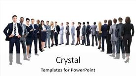  Presentation with team group - Cool new PPT theme with infinite - back view of a group backdrop and a white colored foreground
