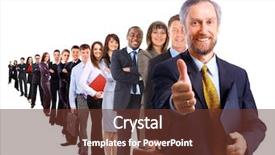  Presentation with team - Cool new PPT theme with business man and his team isolated over a white background backdrop and a tawny brown colored foreground