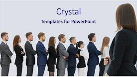  Presentation with business profile - Audience pleasing PPT theme consisting of profile of a business team backdrop and a sky blue colored foreground